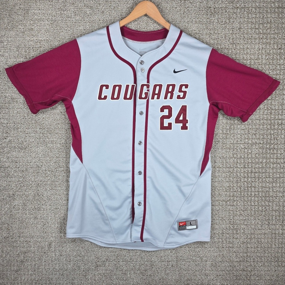 Washington State Cougars Team Issued #24 Baseball Jersey Mens Size Large Gray